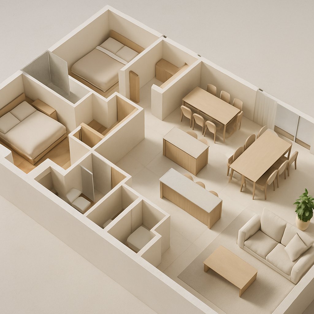Dollhouse 3D da planta A · 108 m²